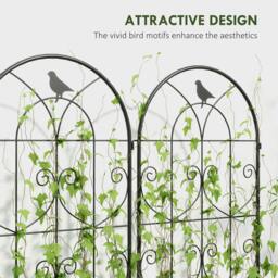 Rackhams Set of 2 Metal Garden Trellis, Outdoor Trellis Panels, 180 x 50cm - Metal - 20.0 - Black - thumbnail 5