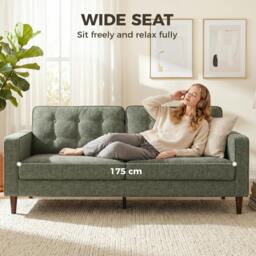 Rackhams 3 Seater Sofa with Button Tufting Wood Legs, Green - thumbnail 5
