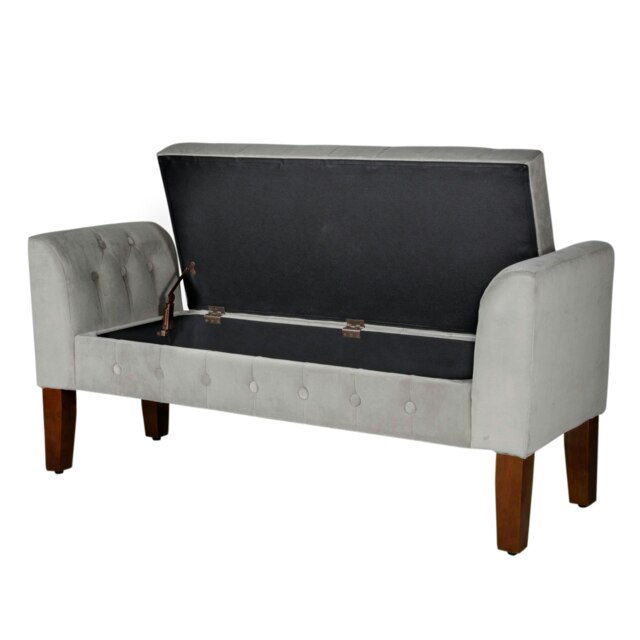 Rackhams Oxford Storage Ottoman Bench - Dove Grey Velvet Upholstery with flip lid - Dove Grey - image 1