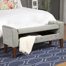 Rackhams Oxford Storage Ottoman Bench - Dove Grey Velvet Upholstery with flip lid - Dove Grey - thumbnail 2