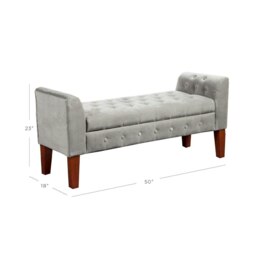 Rackhams Oxford Storage Ottoman Bench - Dove Grey Velvet Upholstery with flip lid - Dove Grey - thumbnail 5