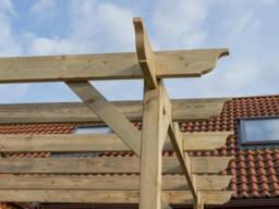 Rackhams Wall Mounted Wooden Pergola Kit - Longhorn Design - Rustic Brown - 2.4m x 4.2m - thumbnail 4