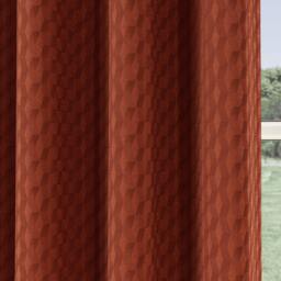 "Rackhams Orange Geometric Velvet Embossed Thermal Room Darkening Curtains for Bedroom & Living Room - 90"" (229cm) Width x 90"" (229cm) Drop" - thumbnail 3