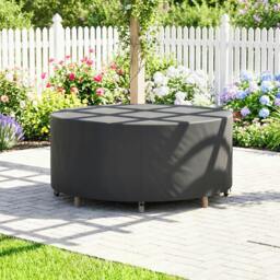 Rackhams Round Garden Furniture Cover Waterproof Dia.214 x 70 cm, Black - 1 - 214 x 214 x 70 cm - Furniture Cover