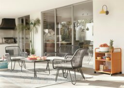 Rackhams Novogratz Marli Outdoor Loveseat Coffee Table Gray - Grey - thumbnail 3