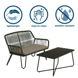 Rackhams Novogratz Marli Outdoor Loveseat Coffee Table Gray - Grey - thumbnail 2