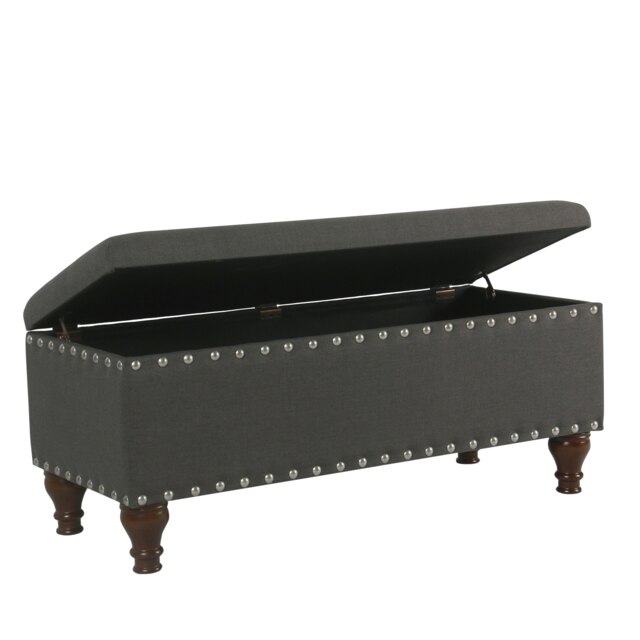 Rackhams Chelsea Storage Ottoman Bench - Charcoal/Chrome Upholstered with flip lid - Charcoal/Chrome - image 1