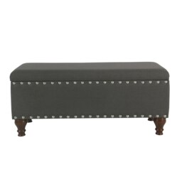Rackhams Chelsea Storage Ottoman Bench - Charcoal/Chrome Upholstered with flip lid - Charcoal/Chrome - thumbnail 3