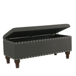 Rackhams Chelsea Storage Ottoman Bench - Charcoal/Chrome Upholstered with flip lid - Charcoal/Chrome - thumbnail 1