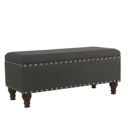Rackhams Chelsea Storage Ottoman Bench - Charcoal/Chrome Upholstered with flip lid - Charcoal/Chrome - thumbnail 2
