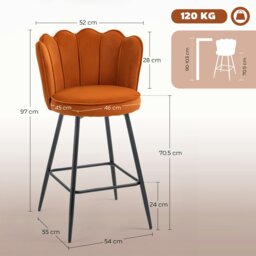 Rackhams Set of 2 Barstools with Petal Backrest for Kitchen Island Orange - Orange - thumbnail 4