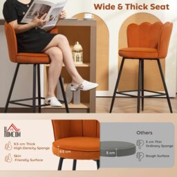 Rackhams Set of 2 Barstools with Petal Backrest for Kitchen Island Orange - Orange - thumbnail 5