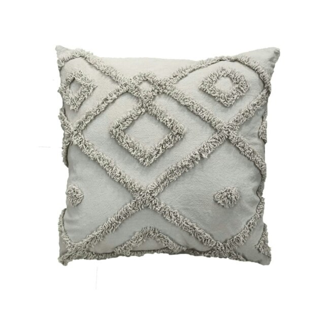 Rackhams Shabby Chic Tuft Cushion - 43cm x 43cm - Grey - image 1