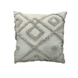 Rackhams Shabby Chic Tuft Cushion - 43cm x 43cm - Grey - thumbnail 1