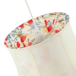 Rackhams Classic Curved Cream Cotton Drum Shade with Blue and Red Floral Inner - thumbnail 5
