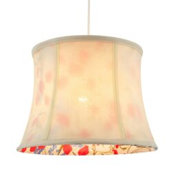 Rackhams Classic Curved Cream Cotton Drum Shade with Blue and Red Floral Inner - thumbnail 2