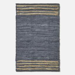 Rackhams Recycled Leather Handwoven Stripe Rug - Grey - 66 x 200 cm - thumbnail 3