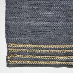 Rackhams Recycled Leather Handwoven Stripe Rug - Grey - 66 x 200 cm - thumbnail 4