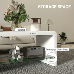 Rackhams High Gloss Storage Coffee Table, Centre Table for Living Room, White - thumbnail 5