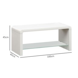 Rackhams High Gloss Storage Coffee Table, Centre Table for Living Room, White - thumbnail 6