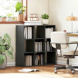 Rackhams 9 Cube Storage Unit Cabinet Bookcase Display Shelves, Black - Grey - 91W x 29.5D x 91H cm - 1 - thumbnail 3
