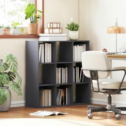 Rackhams 9 Cube Storage Unit Cabinet Bookcase Display Shelves, Black - Grey - 91W x 29.5D x 91H cm - 1