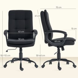 Rackhams Office Chair, Computer Desk Chair with Dual-Layer Padding, Black - Grey - thumbnail 3