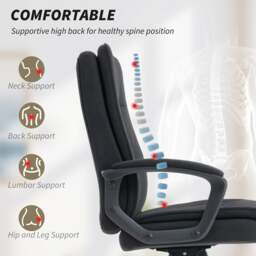 Rackhams Office Chair, Computer Desk Chair with Dual-Layer Padding, Black - Grey - thumbnail 5