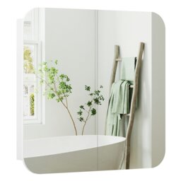 Rackhams Arched Bathroom Mirror Cabinet, Wall Mounted Mirrored Cabinet - White, Silver Tone - thumbnail 2
