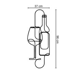 Rackhams Wine Bottle and Glass Minimalist Metal Line Art Wall Decor 96 cm - Metal - Black - thumbnail 4