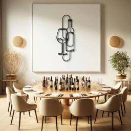 Rackhams Wine Bottle and Glass Minimalist Metal Line Art Wall Decor 96 cm - Metal - Black - thumbnail 2