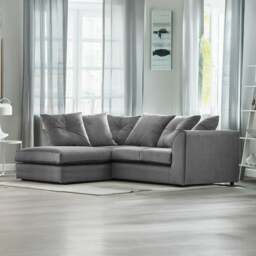 Rackhams Fernando Plush Velvet Corner Sofa - Grey - Left Hand Facing