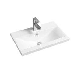 Rackhams 5004 Ceramic 61cm Mid-Edge Inset Basin with Dipped Bowl - White - Ceramic - 61cm - thumbnail 2