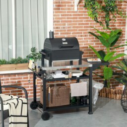 Rackhams Stainless Steel Outdoor Grill Cart with Folding Side table, 2 Wheels - 125L x 65W x 84H cm - Stainless Steel, Metal - Grill Dining Cart - thumbnail 3