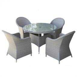 Rackhams Sorrento 4-Seater Rattan Dining Round Garden Table & Chairs Aluminium Outdoor Furniture Set - thumbnail 2