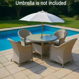 Rackhams Sorrento 4-Seater Rattan Dining Round Garden Table & Chairs Aluminium Outdoor Furniture Set - thumbnail 4