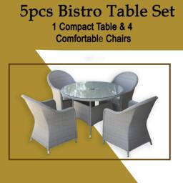 Rackhams Sorrento 4-Seater Rattan Dining Round Garden Table & Chairs Aluminium Outdoor Furniture Set - thumbnail 5