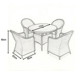 Rackhams Sorrento 4-Seater Rattan Dining Round Garden Table & Chairs Aluminium Outdoor Furniture Set - thumbnail 6