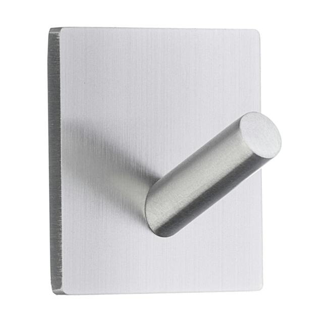 Rackhams Brushed Stainless Steel Single Towel Hook (30 x 30mm) Self Adhesive Bathroom Wall Mounted