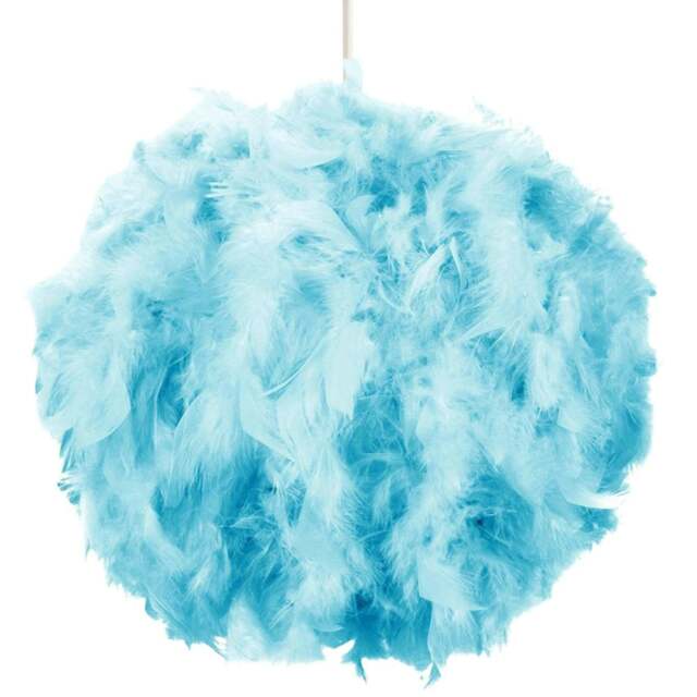 Rackhams Contemporary and Unique Large Teal Real Feather Decorated Pendant Light Shade - image 1
