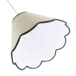 Rackhams Scallop Edge Natural Textured Linen Coolie Lamp Shade with Green Trims - thumbnail 3