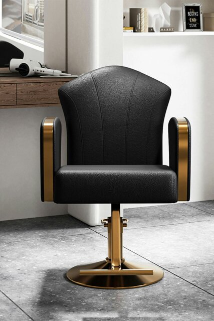 Rackhams Professional Faux Leather Swivel Salon Barber Chair Adjustable Styling Chairs - Black - image 1