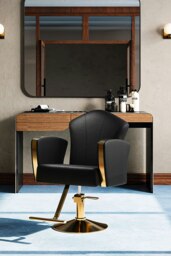 Rackhams Professional Faux Leather Swivel Salon Barber Chair Adjustable Styling Chairs - Black - thumbnail 3