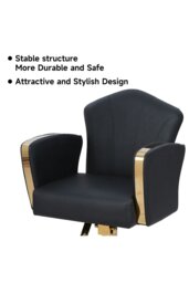 Rackhams Professional Faux Leather Swivel Salon Barber Chair Adjustable Styling Chairs - Black - thumbnail 5