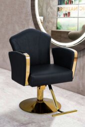 Rackhams Professional Faux Leather Swivel Salon Barber Chair Adjustable Styling Chairs - Black - thumbnail 2