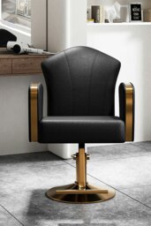 Rackhams Professional Faux Leather Swivel Salon Barber Chair Adjustable Styling Chairs - Black