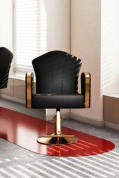 Rackhams Professional Faux Leather Swivel Salon Barber Chair Adjustable Styling Chairs - Black - thumbnail 4