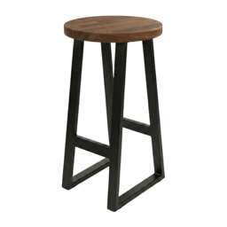 Rackhams Staved Walnut Round Breakfast Bar Stool - thumbnail 2