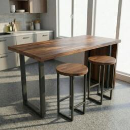 Rackhams Staved Walnut Round Breakfast Bar Stool