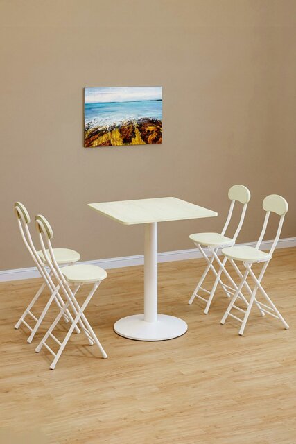 Rackhams 5-piece Set of Square Table & 4 Chairs Bistro Coffee Table Dining Furniture Set - White - image 1